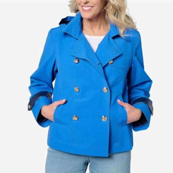 DENNIS BASSO Peacoat Plus Size 3X Blue Womens Jacket Raincoat Preppy Nautical - Picture 2 of 12
